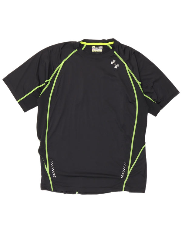 Under Armour Mens T-Shirt Top Large Black Colourblock Polyester Sports