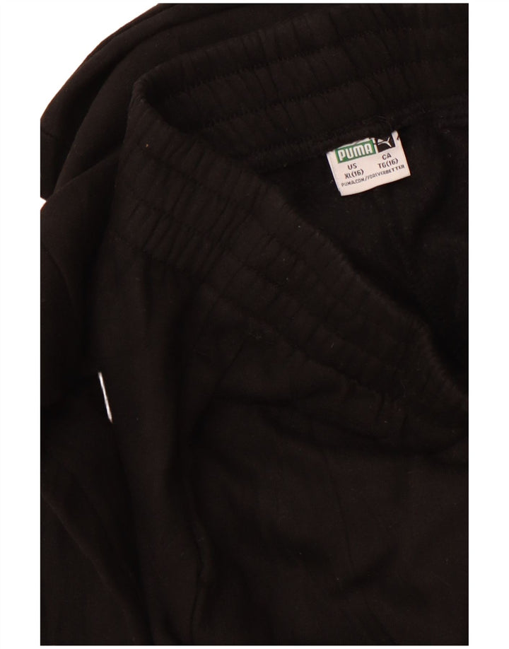 PUMA Girls Graphic Tracksuit Trousers Joggers 15-16 Years XL Black