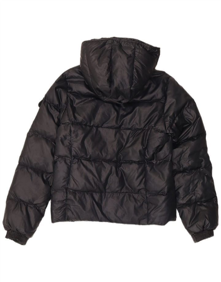 Champion Womens Hooded Padded Jacket UK 10 Small Black Polyester