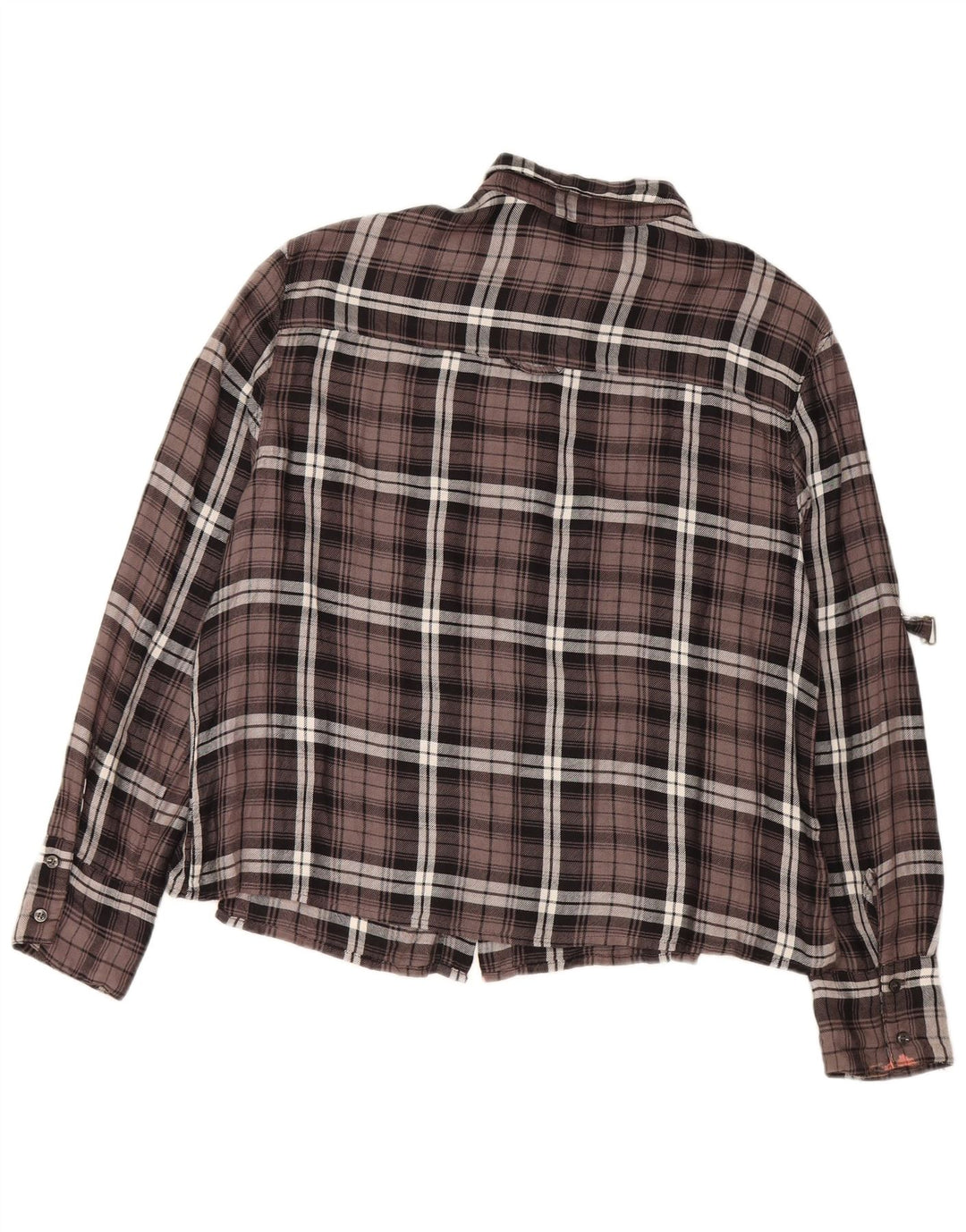 BENETTON Womens Oversized Flannel Shirt UK 10 Small Brown Check Viscose