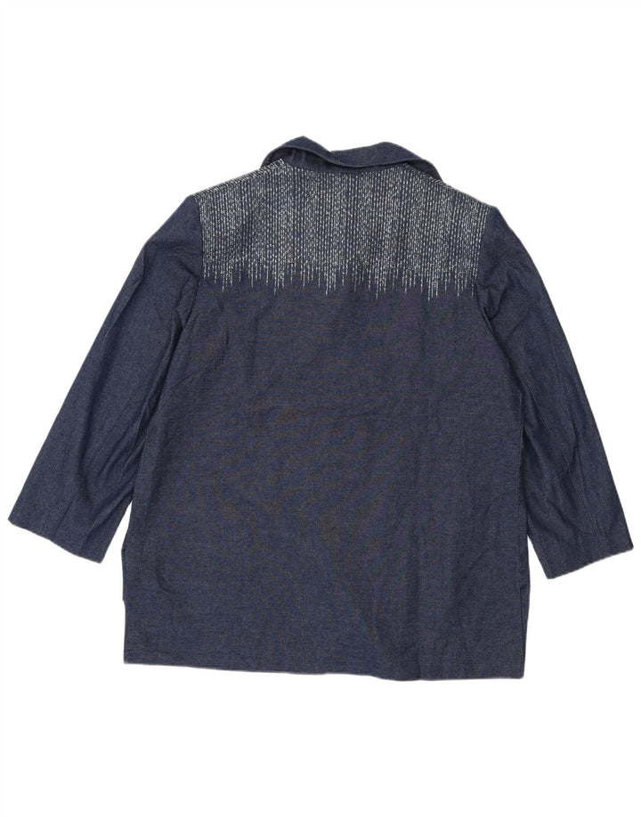 Ungaro Womens 3/4 Sleeve 4 Button Blazer Jacket UK 16 Large Navy Blue