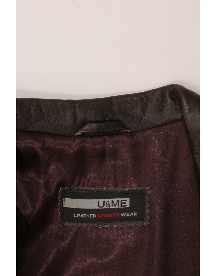 VINTAGE Womens Leather Coat UK 12 Medium Brown Leather Vintage Vintage and Second-Hand Vintage from Messina Hembry 