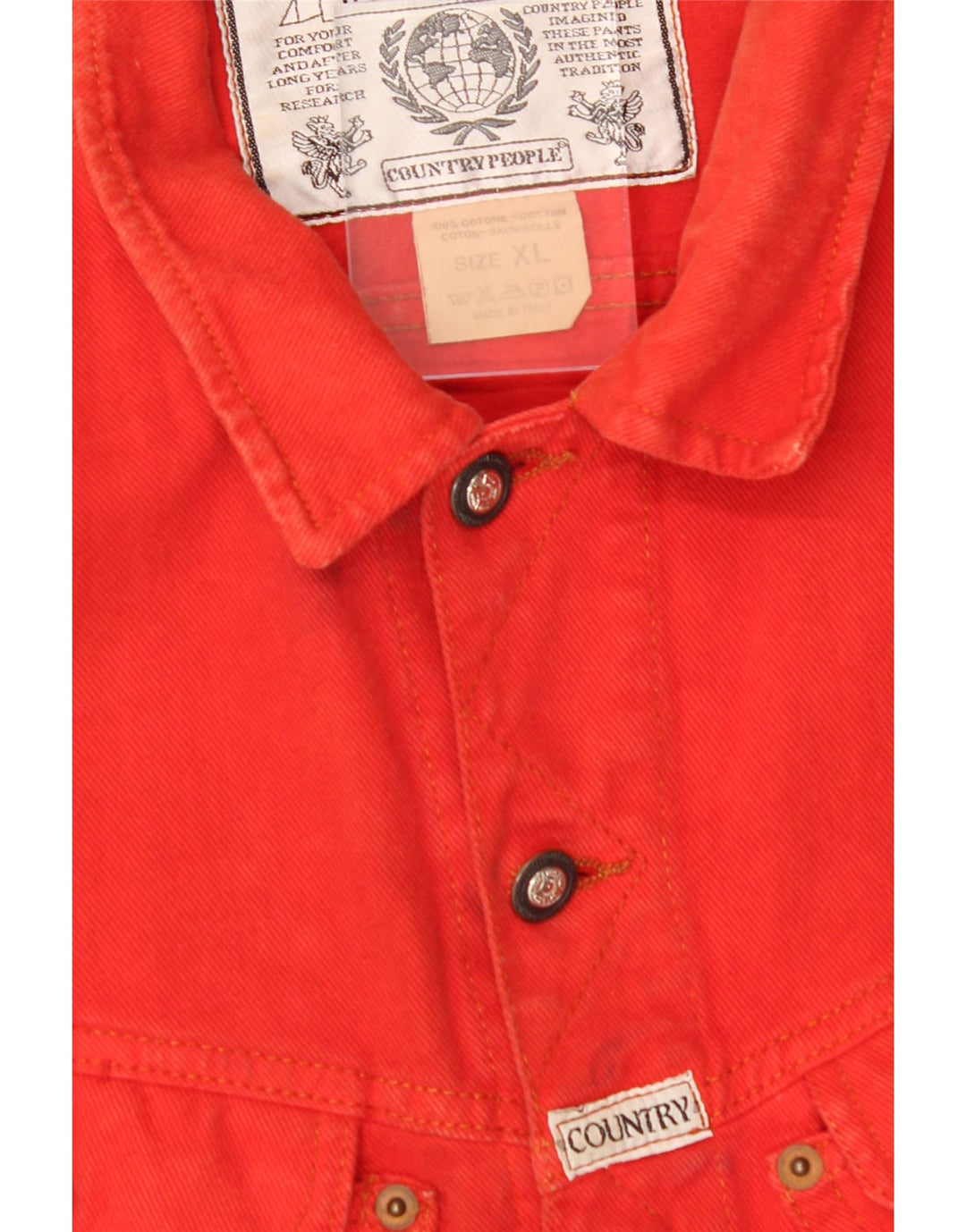 COUNTRY Womens Denim Jacket UK 18 XL Red Cotton Vintage Country and Second-Hand Country from Messina Hembry 