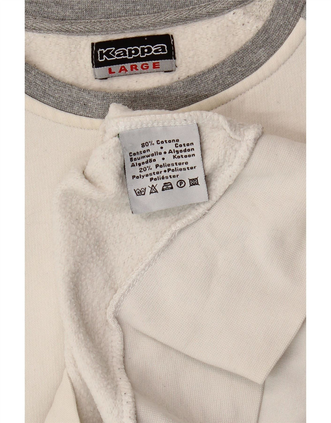 KAPPA Womens Sweatshirt Jumper UK 14 Large Grey Colourblock Cotton Vintage Kappa and Second-Hand Kappa from Messina Hembry 