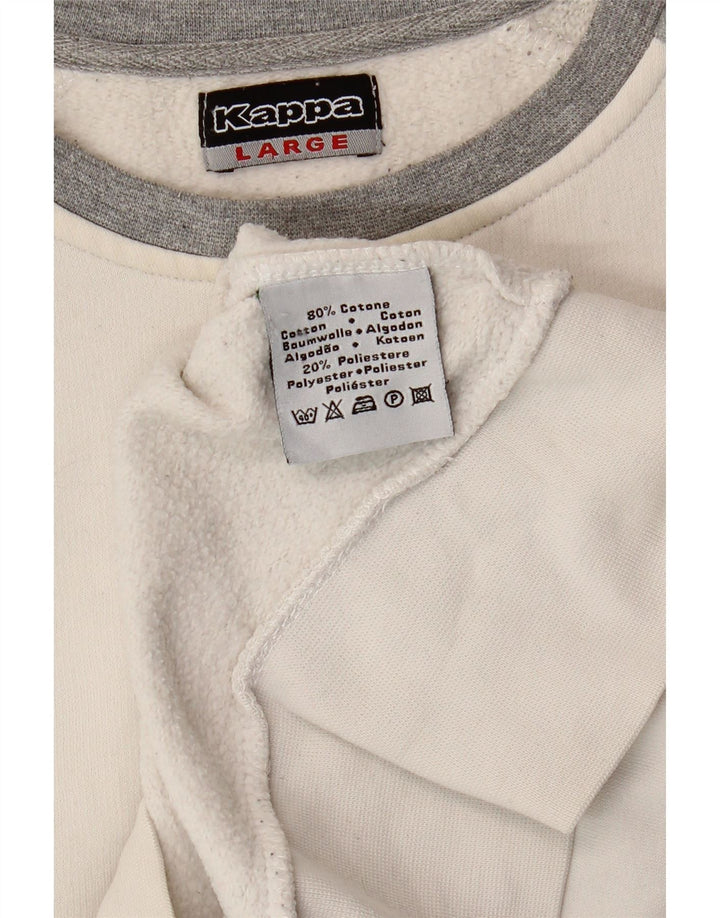 KAPPA Womens Sweatshirt Jumper UK 14 Large Grey Colourblock Cotton Vintage Kappa and Second-Hand Kappa from Messina Hembry 