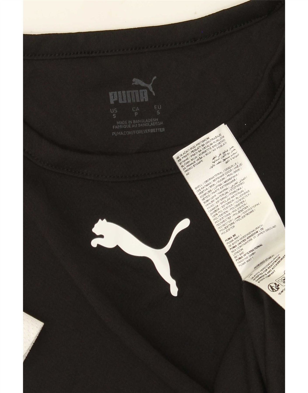 Puma Mens T-Shirt Top Small Black Colourblock Polyester
