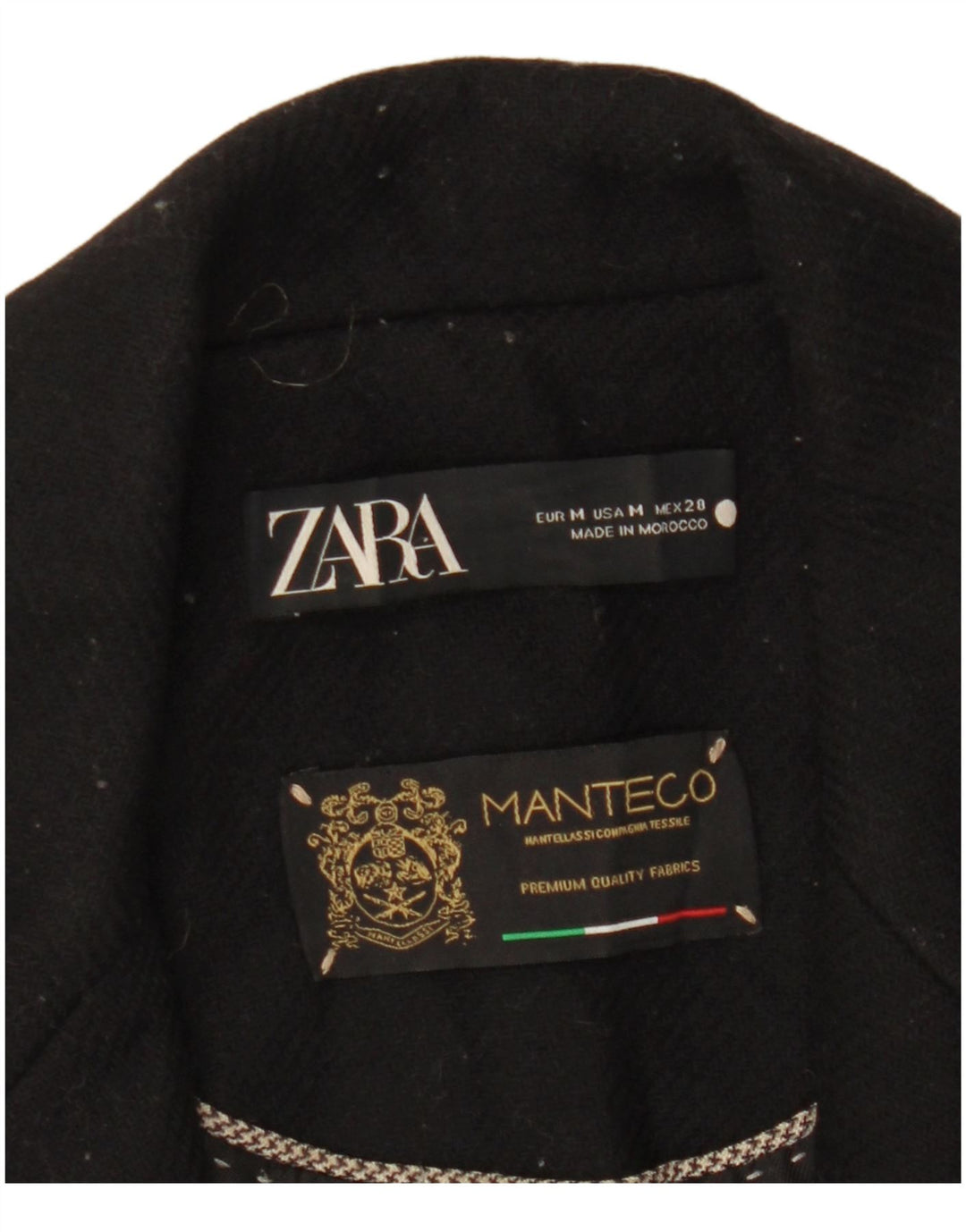 Zara Womens Manteco Overcoat UK 12 Medium Black