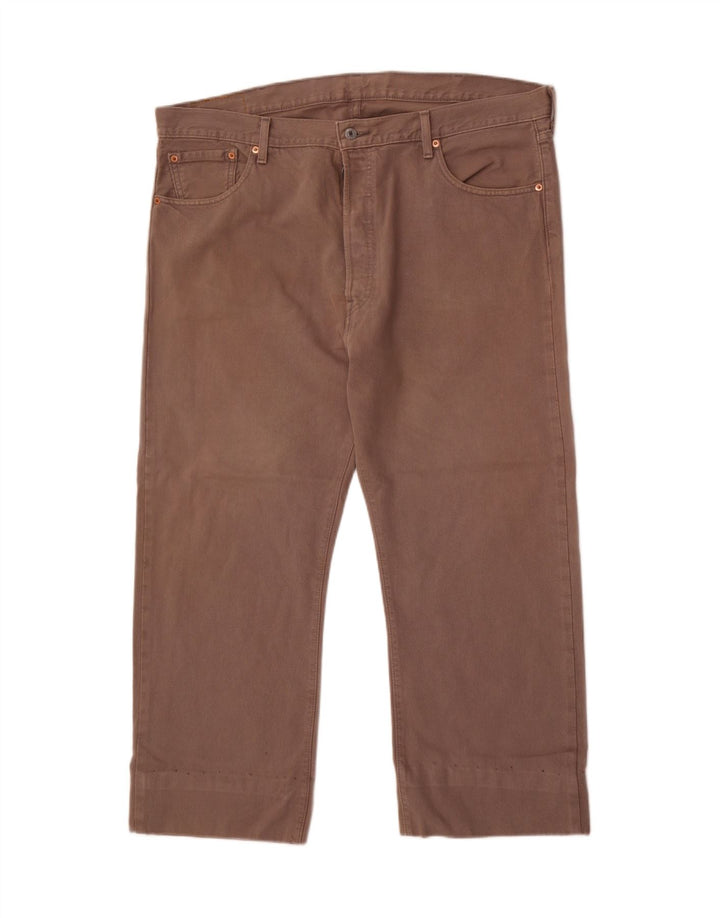 Levi's Mens 501 Straight Cropped Trousers W42 L27 Brown Cotton