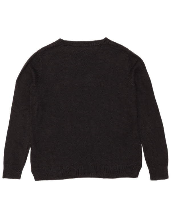 MARKS & SPENCER Womens Boat Neck Jumper Sweater UK 14 Large Black Acrylic