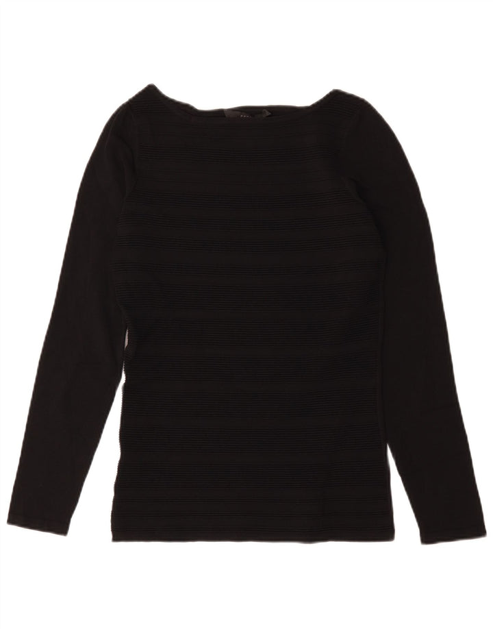 Coast Womens Top Long Sleeve UK 10 Small Black Striped Viscose
