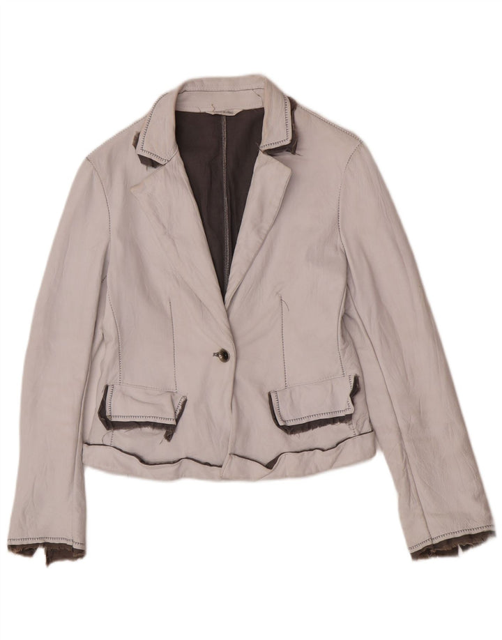 Victory Womens 1 Button Blazer Jacket IT 44 Medium Off White Classic