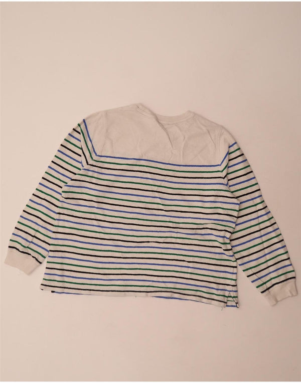 Marks & Spencer Womens Top Long Sleeve UK 18 XL White Striped Cotton
