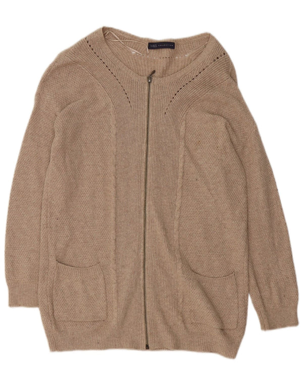 Marks & Spencer Womens Oversized Longline Cardigan Sweater UK 8 Small Beige