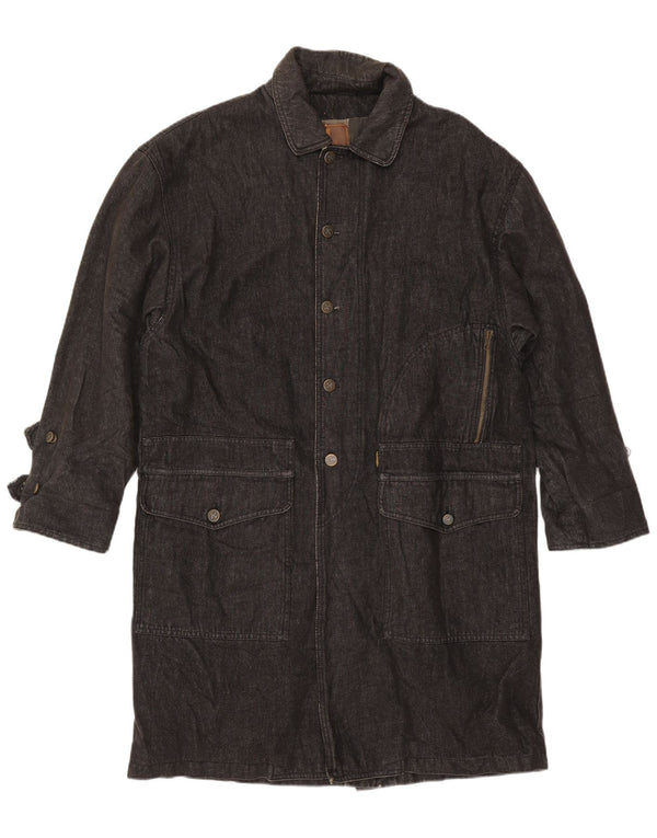 Trussardi Mens Denim Coat UK 40 Large Navy Blue Cotton