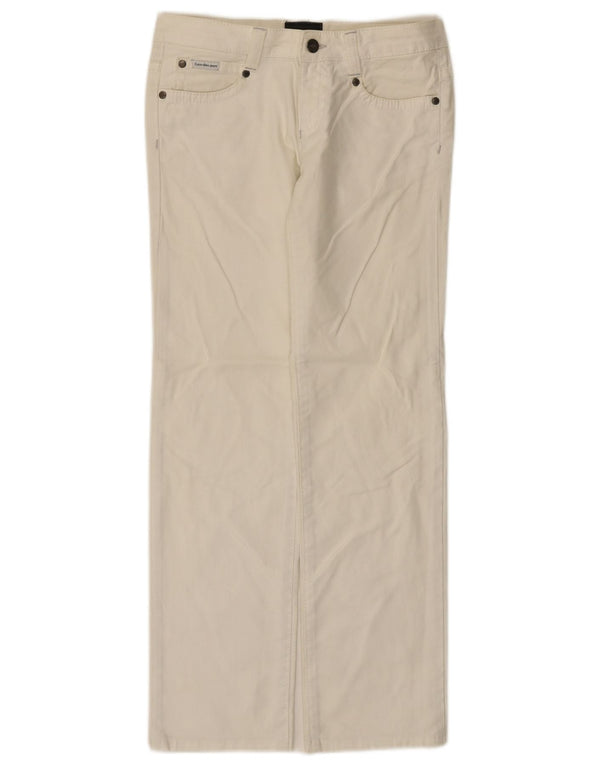 Calvin Klein Womens Straight Casual Trousers W27 L29 White Cotton