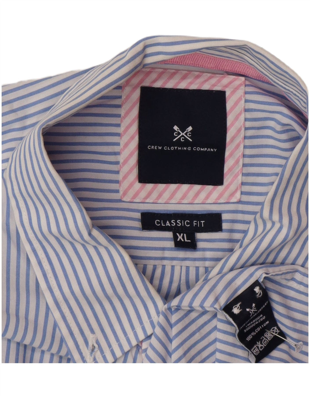 Crew Clothing Mens Classic Fit Shirt XL Blue Striped Cotton