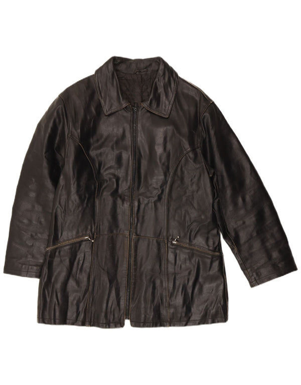 VINTAGE Womens Leather Jacket IT 42 Medium Black Leather