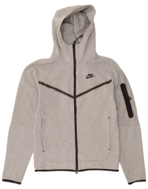 Nike Womens Oversized Zip Hoodie Sweater UK 6 XS Grey Cotton