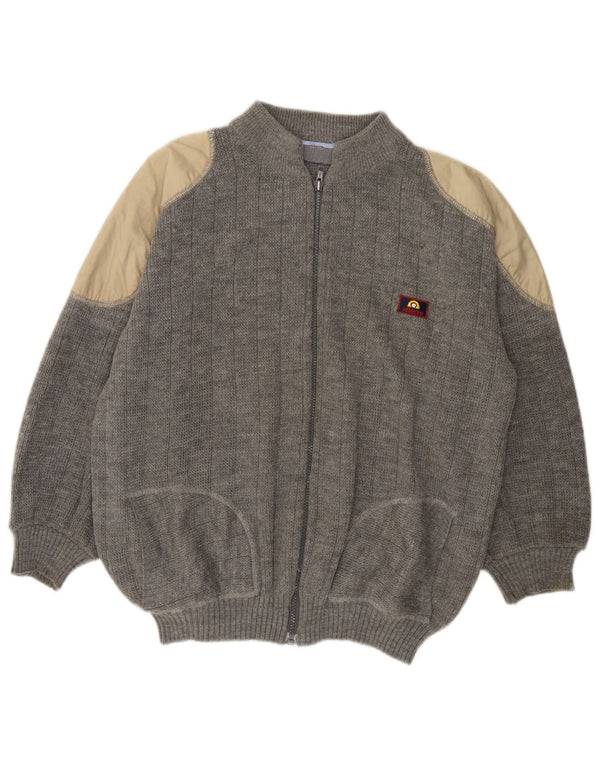 VINTAGE Womens Cardigan Sweater UK 18 XL Grey Colourblock