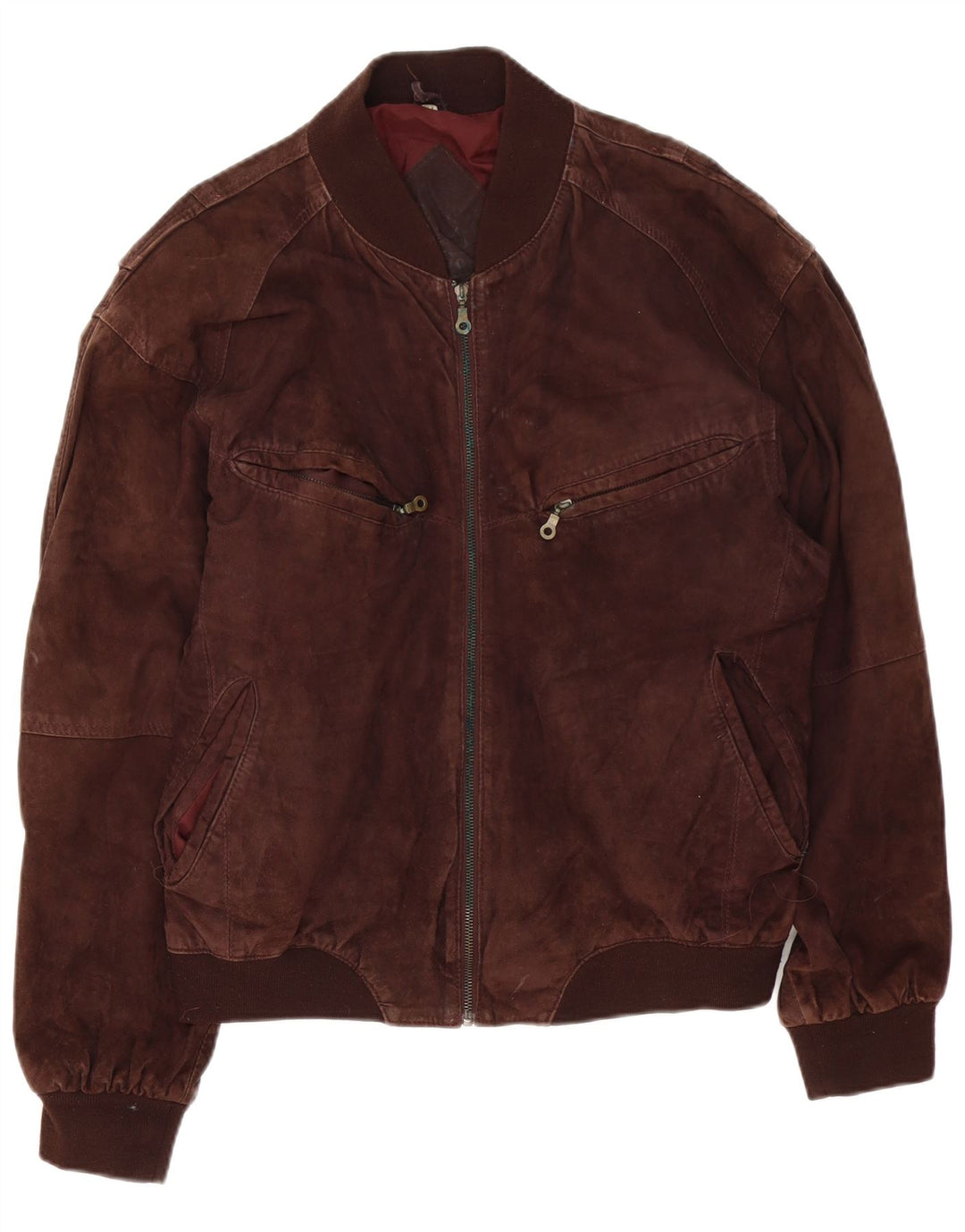 Vintage Mens Suede Bomber Jacket UK 42 XL Brown Leather