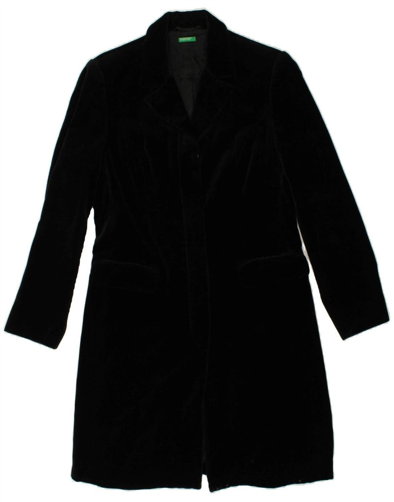 BENETTON Womens Overcoat IT 42 Medium Black Cotton | Vintage Benetton | Thrift | Second-Hand Benetton | Used Clothing | Messina Hembry 