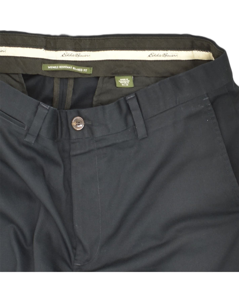 EDDIE BAUER Mens Wrinkle Resistant Chino Trousers W35 L32 Navy Blue Cotton | Vintage Eddie Bauer | Thrift | Second-Hand Eddie Bauer | Used Clothing | Messina Hembry 