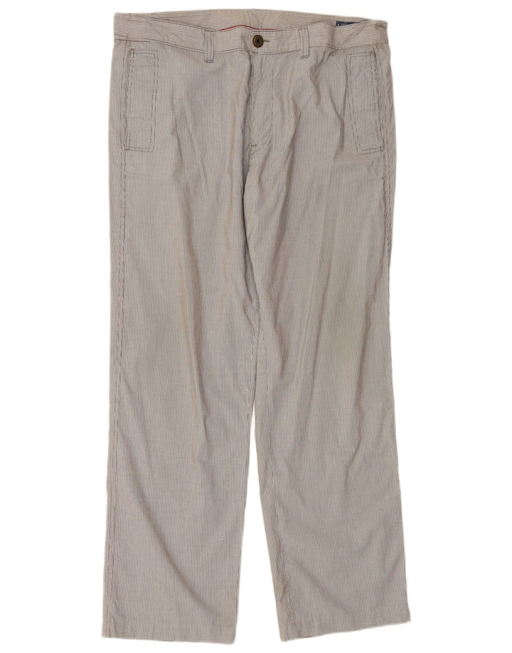 MURPHY & NYE Mens Straight Chino Trousers W38 L33 Grey Pinstripe