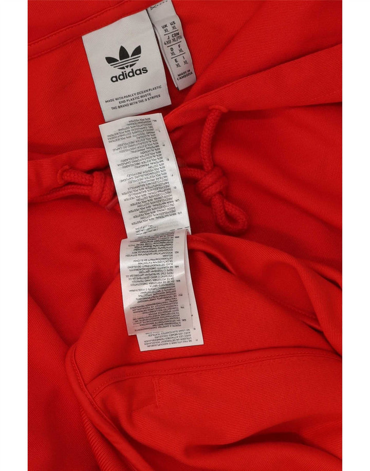 Adidas Mens Zip Hoodie Sweater XL Red Polyester