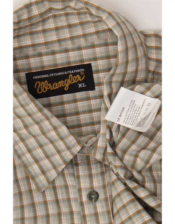 Wrangler Mens Shirt XL Beige Check Cotton