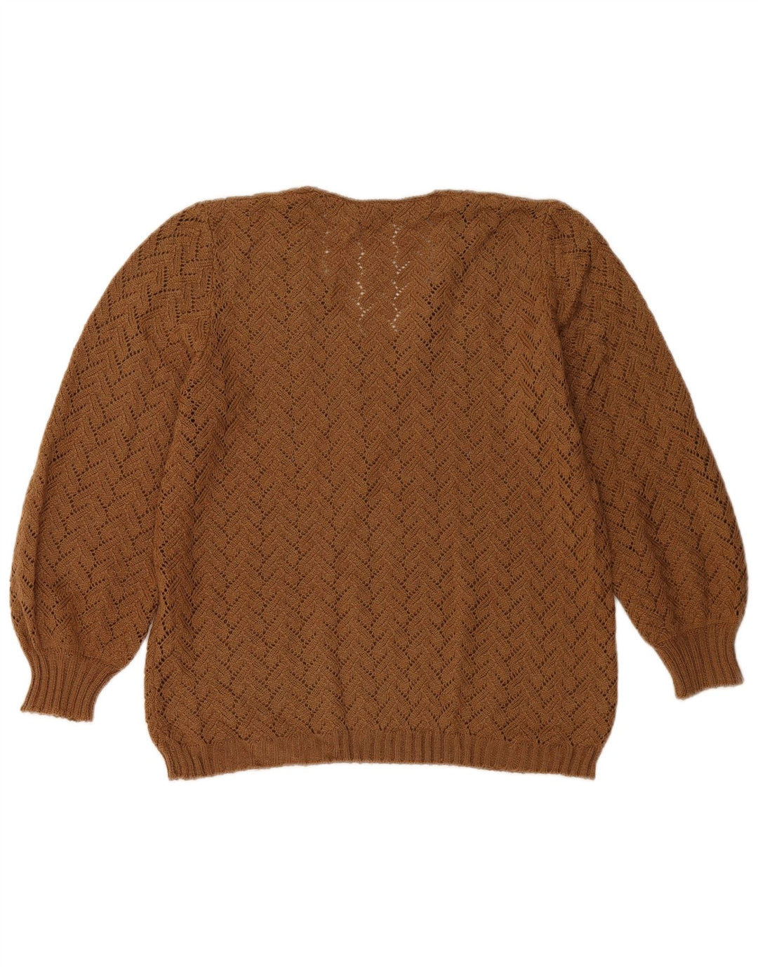 Vintage Womens V-Neck Jumper Sweater UK 14 Medium Brown