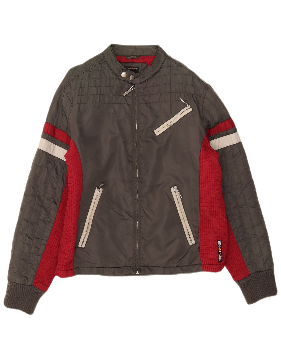 Energie Mens Bomber Jacket UK 40 Large Grey Colourblock