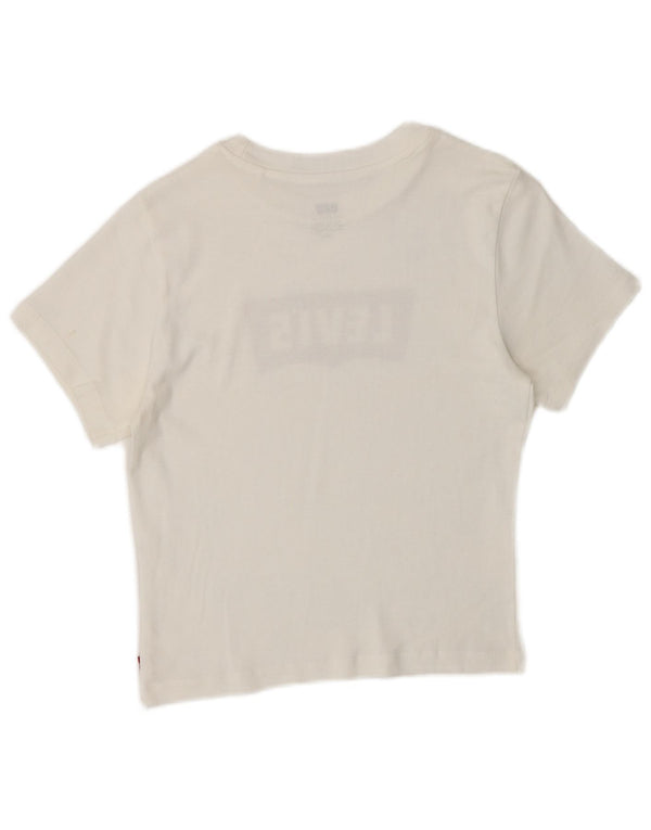 Levi's Womens Crop Graphic T-Shirt Top UK 8 Small White