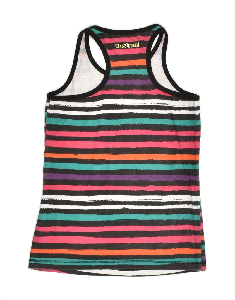 DESIGUAL Girls Graphic Vest Top 11-12 Years Pink Striped Cotton | Vintage Desigual | Thrift | Second-Hand Desigual | Used Clothing | Messina Hembry 