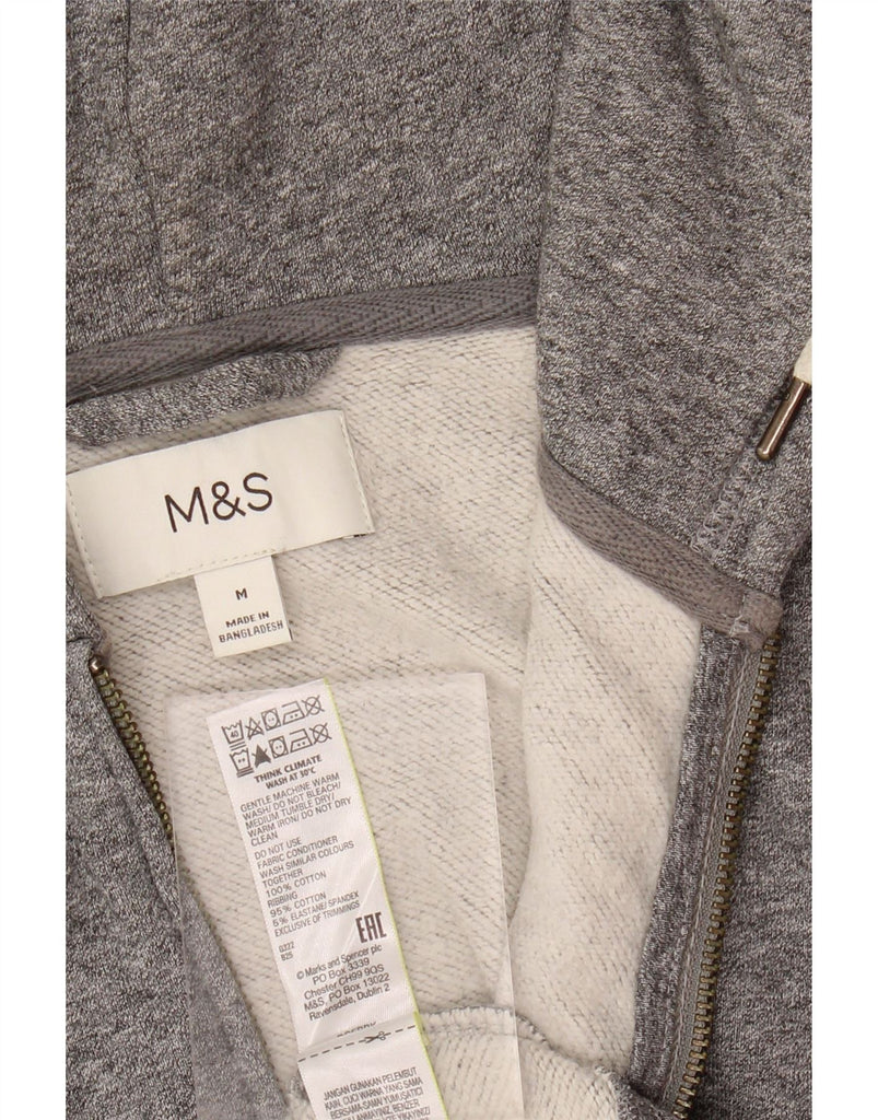 MARKS & SPENCER Mens Zip Hoodie Sweater Medium Grey Cotton Vintage Marks & Spencer and Second-Hand Marks & Spencer from Messina Hembry 