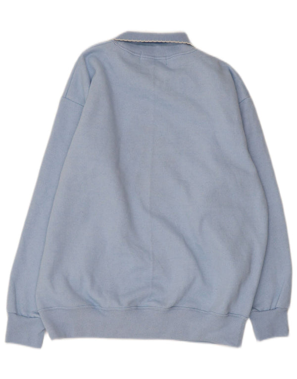 VINTAGE Womens Polo Neck Jumper Sweater UK 14 Medium Blue Floral Butterfly