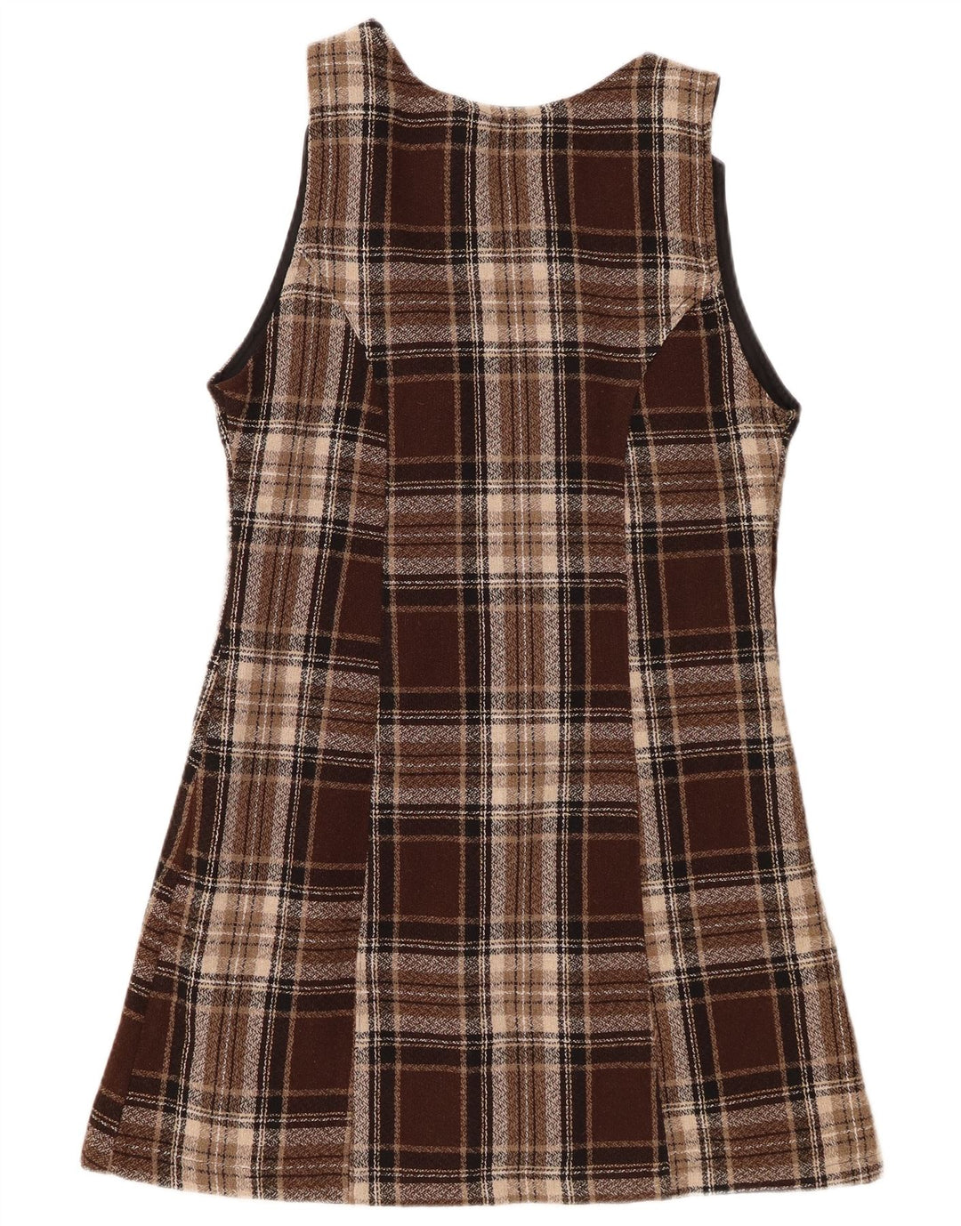 Vintage Womens Sleeveless A-Line Dress IT 44 Medium Brown Check