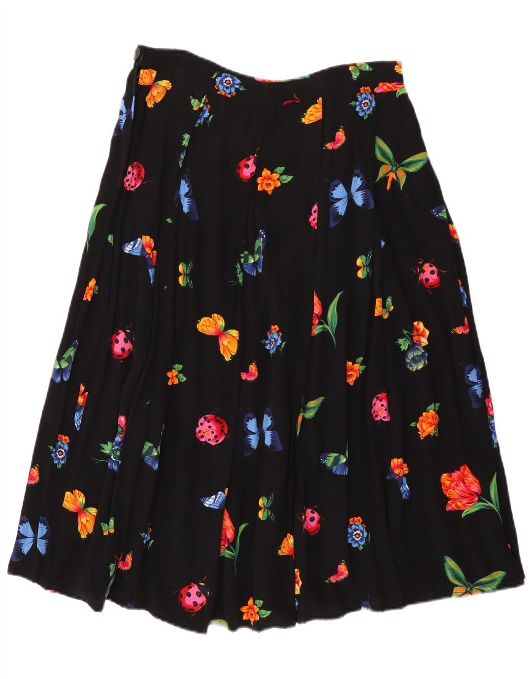 Vintage Womens A-Line Skirt W30 Medium Black Floral