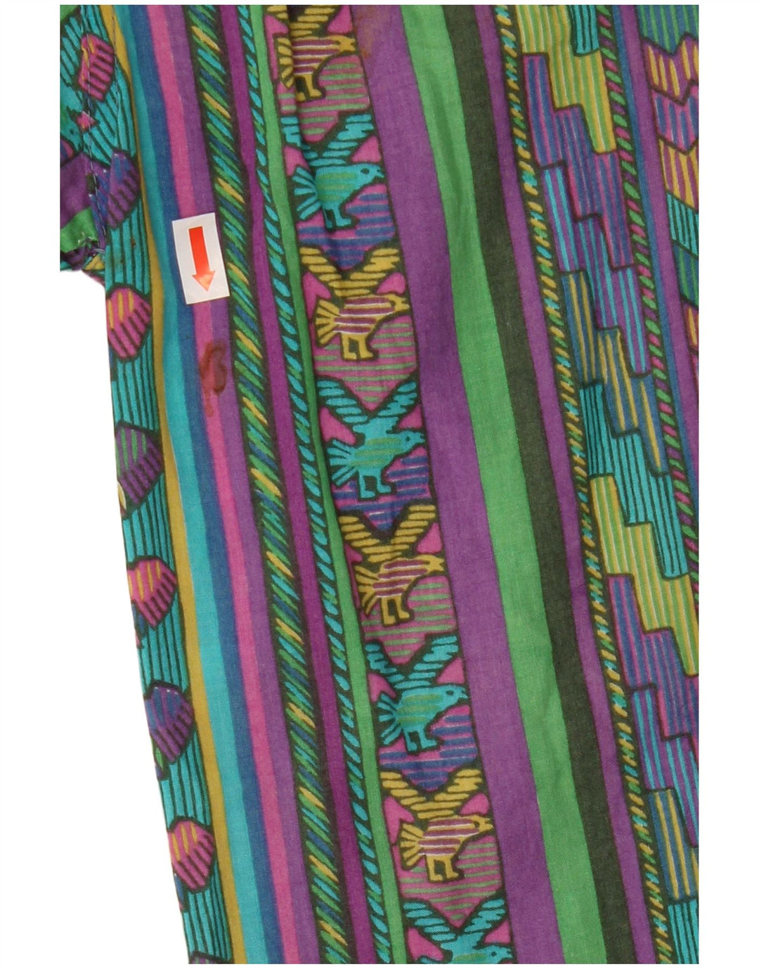 Vintage Mens Short Sleeve Shirt Medium Multicoloured Geometric Cotton