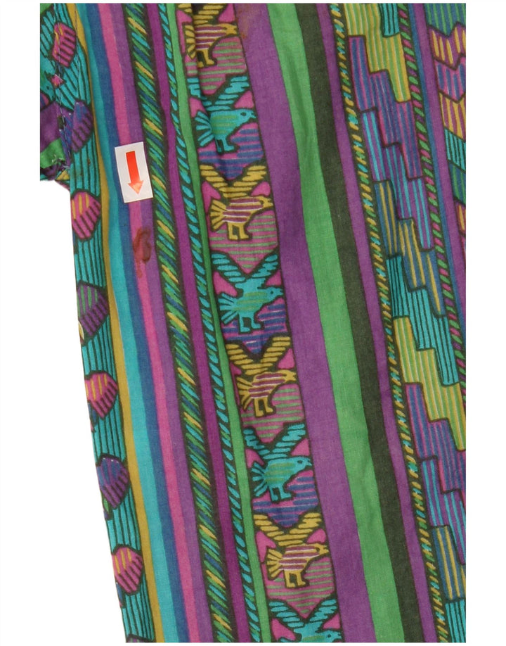Vintage Mens Short Sleeve Shirt Medium Multicoloured Geometric Cotton