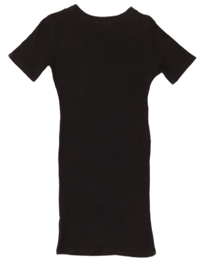 Zara Womens Short Sleeves Bodycon Dress UK 10 Small Black