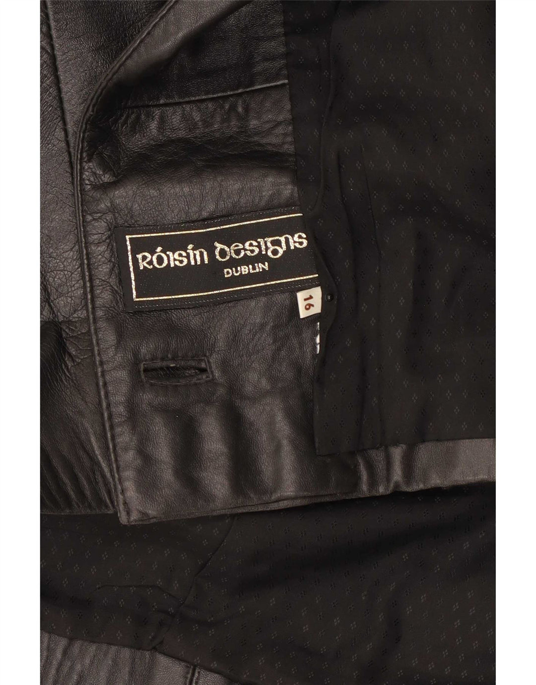 Vintage Womens 3/4 Sleeve Oversized Leather Jacket UK 16 Large Black