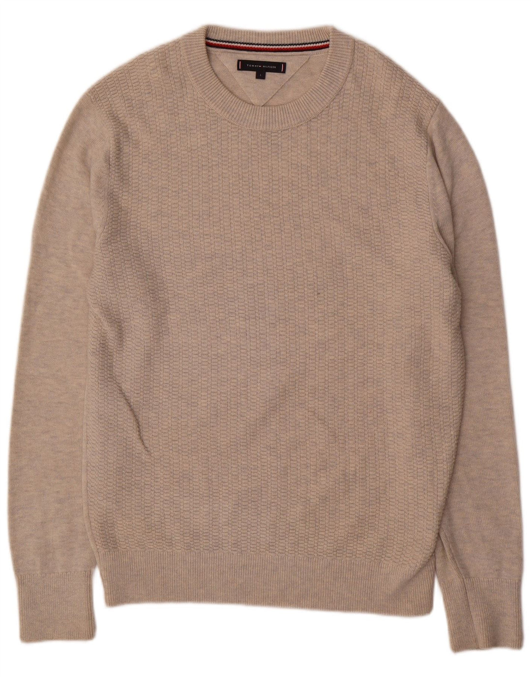 Tommy Hilfiger Mens Crew Neck Jumper Sweater Large Beige
