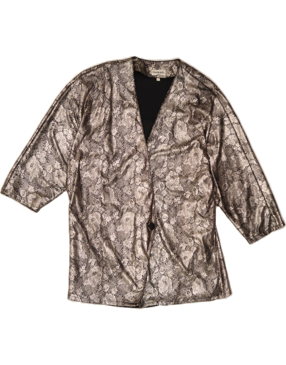 DIANA BENTALLS Womens 1 Button Blazer Jacket UK 14 Medium Gold Floral Vintage Diana Bentalls and Second-Hand Diana Bentalls from Messina Hembry 