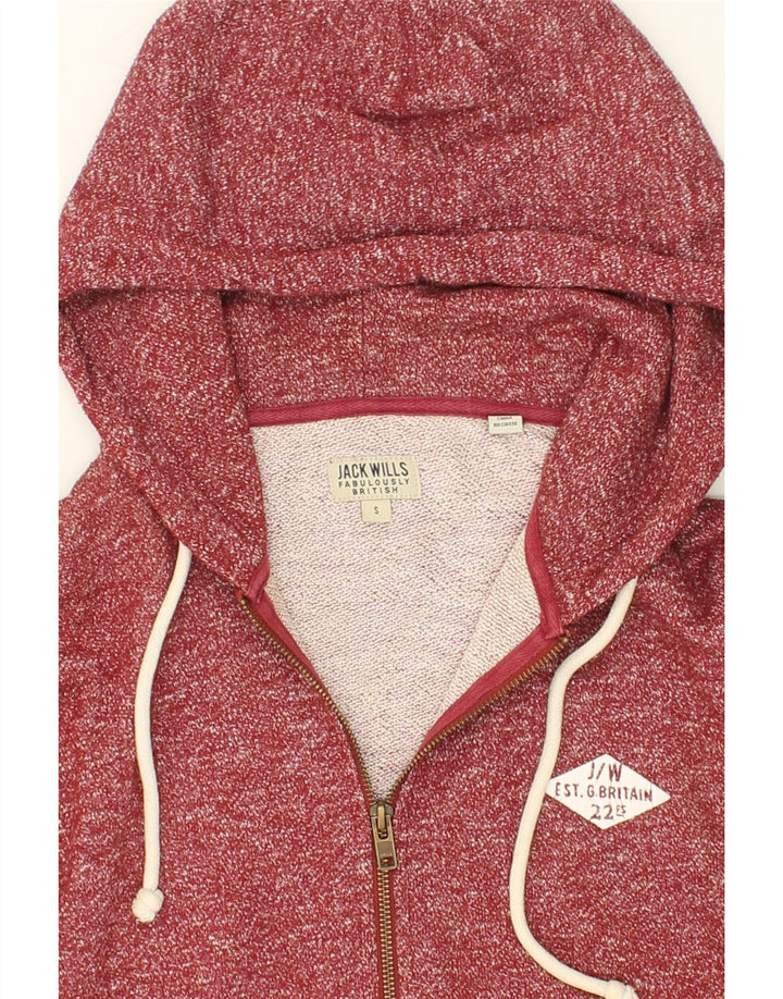 JACK WILLS Mens Zip Hoodie Sweater Small Red Flecked Cotton Vintage Jack Wills and Second-Hand Jack Wills from Messina Hembry 