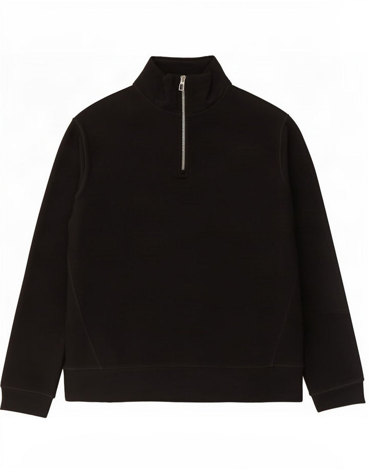 Zara Mens Zip Neck Sweatshirt Jumper Medium Black