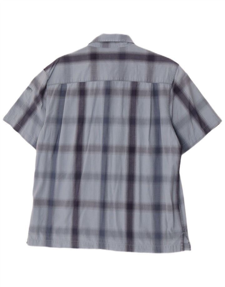 Wrangler Mens Short Sleeve Shirt Large Blue Check Cotton