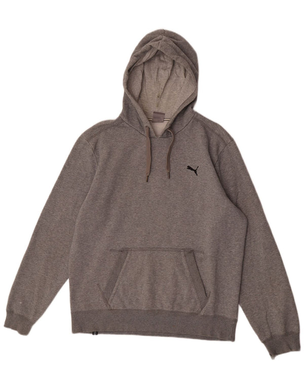 Puma Mens Hoodie Jumper Large Grey Cotton