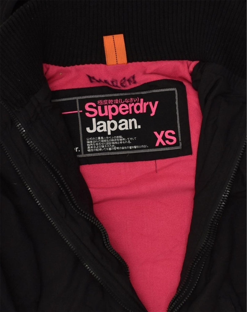 SUPERDRY Womens Hooded Windbreaker Jacket UK 6 XS Black Nylon | Vintage Superdry | Thrift | Second-Hand Superdry | Used Clothing | Messina Hembry 