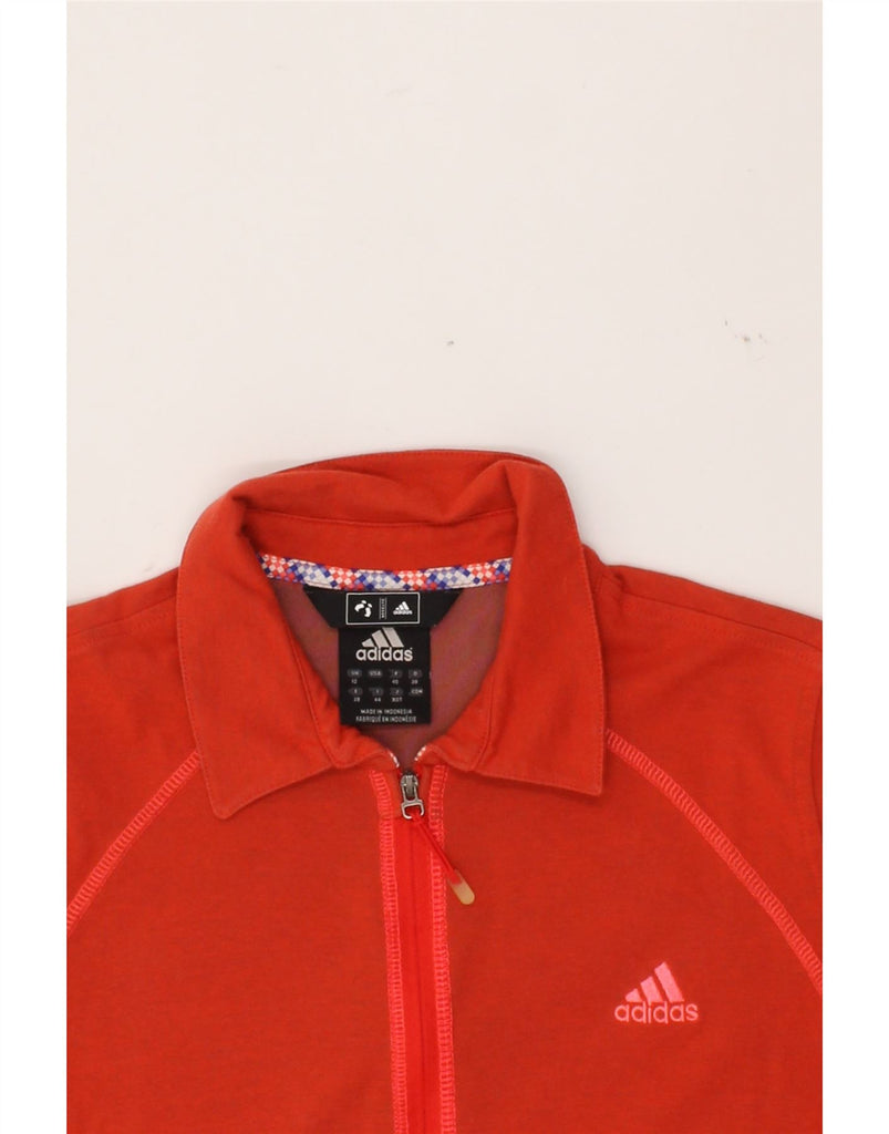 ADIDAS Womens Zip Neck Polo Shirt UK 12 Medium Red Cotton Vintage Adidas and Second-Hand Adidas from Messina Hembry 