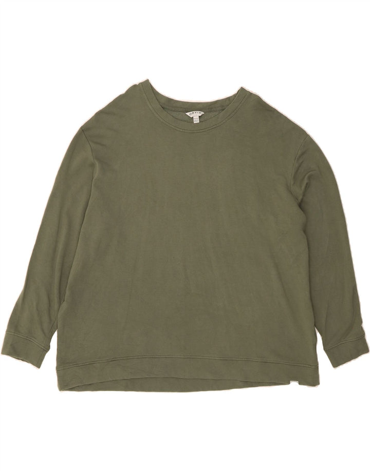 ORVIS Womens Sweatshirt Jumper UK 20 2XL Khaki Modal Vintage Orvis and Second-Hand Orvis from Messina Hembry 